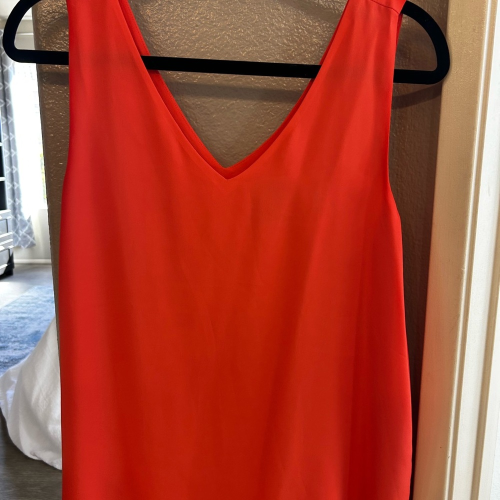 Ann Taylor Bold Orange V-Neck Sleeveless Top